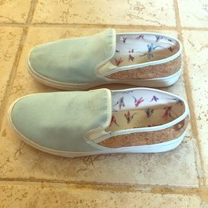 Baby blue slip-ons